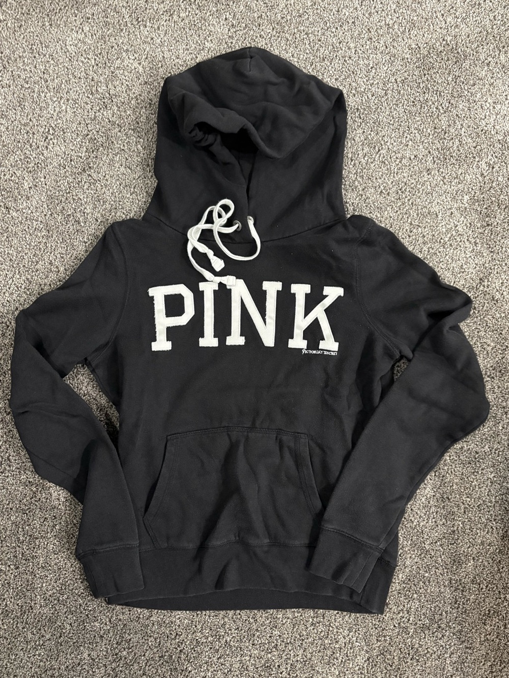 PINK Victoria's Secret Black Hoodie with White Logo